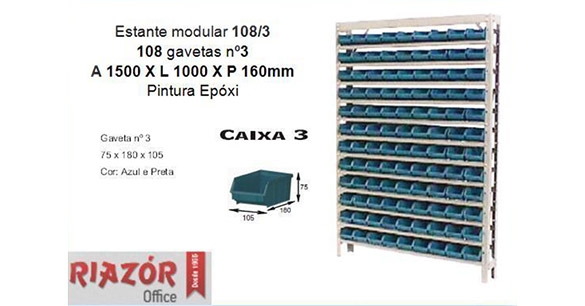 Estante com gavetas plsticas modular Bin 108/3