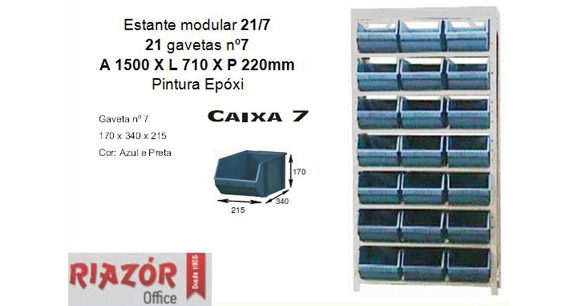Estante com gavetas plsticas modular Bin 21/7
