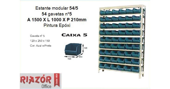 Estante com gavetas plsticas modular Bin 54/5